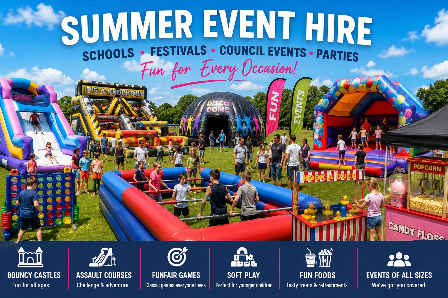 bouncy castles, inflatable games and more for summer